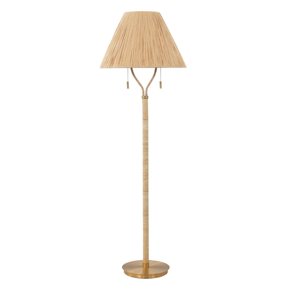 Safavieh Nola, 60 Inch, Natural/Gold, Paper Rope/Rattan/Metal Floor Lamp Brown Shade Metal/Rattan