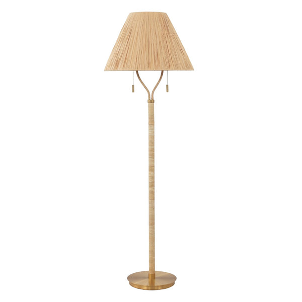 Safavieh Nola, 60 Inch, Natural/Gold, Paper Rope/Rattan/Metal Floor Lamp Brown Shade Metal/Rattan
