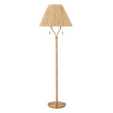 Safavieh Nola, 60 Inch, Natural/Gold, Paper Rope/Rattan/Metal Floor Lamp Brown Shade Metal/Rattan