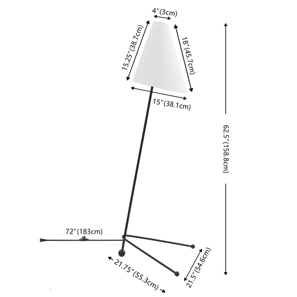 Safavieh Norrie, 63-inch Black Metal Floor Lamp - Modern Elegance With Fabric Shade For Home Décor Style Black Metal Body ,Fabric Shade Fll4143a