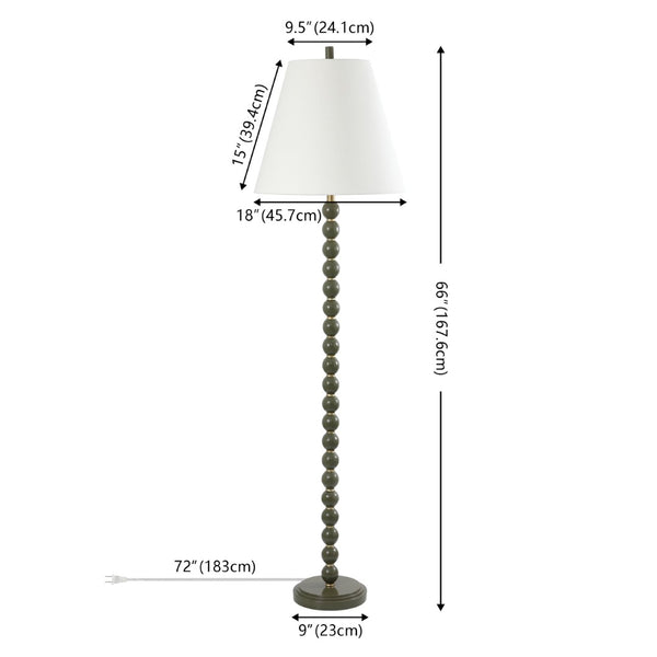 Safavieh CALLIE, 66-Inch Green Resin Floor Lamp with Gold Accents – Elegant Ambient Lighting for Home Décor FLL4146A