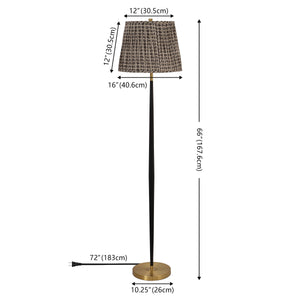 Safavieh Carlyle, 66 Inch Black & Brass Metal Floor Lamp – Elegant Lighting For Cozy Corners & Stylish Decor Black ,Brass Metal Body ,Fabric Shade Fll4147a