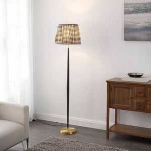 Safavieh Carlyle, 66 Inch Black & Brass Metal Floor Lamp – Elegant Lighting For Cozy Corners & Stylish Decor Black ,Brass Metal Body ,Fabric Shade Fll4147a