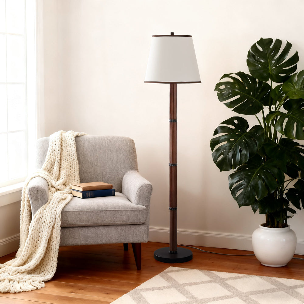 Safavieh Morgane, Sculptural Resin Floor Lamp 64.5" In Brown/Black With Fabric Shade For Warm Ambient Light FLL4149A