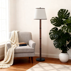 Safavieh Morgane, Sculptural Resin Floor Lamp 64.5" In Brown/Black With Fabric Shade For Warm Ambient Light FLL4149A