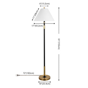 Safavieh Naora, 61-Inch Black & Brass Metal Floor Lamp With Fabric Shade — Modern Ambient & Task Lighting For Living Rooms FLL4150A