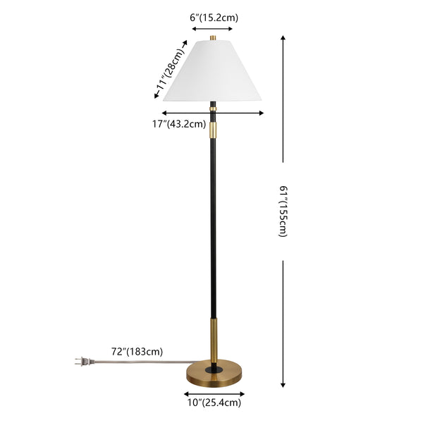 Safavieh Naora, 61-Inch Black & Brass Metal Floor Lamp With Fabric Shade — Modern Ambient & Task Lighting For Living Rooms FLL4150A