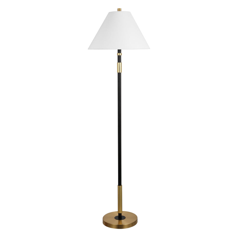 Safavieh Naora, 61-Inch Black & Brass Metal Floor Lamp With Fabric Shade — Modern Ambient & Task Lighting For Living Rooms FLL4150A