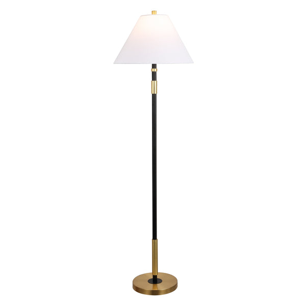 Safavieh Naora, 61-Inch Black & Brass Metal Floor Lamp With Fabric Shade — Modern Ambient & Task Lighting For Living Rooms FLL4150A