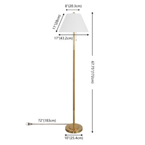 Safavieh Christin, 67.75" Brass & Natural Rattan Floor Lamp With Fabric Shade — Warm Ambient Light For Living Rooms FLL4151A