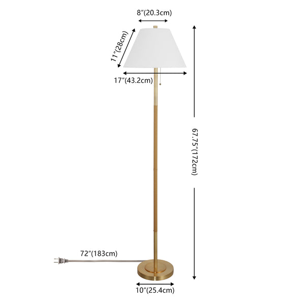 Safavieh Christin, 67.75" Brass & Natural Rattan Floor Lamp With Fabric Shade — Warm Ambient Light For Living Rooms FLL4151A