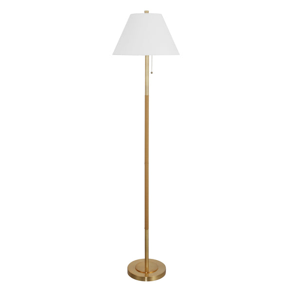 Safavieh Christin, 67.75" Brass & Natural Rattan Floor Lamp With Fabric Shade — Warm Ambient Light For Living Rooms FLL4151A