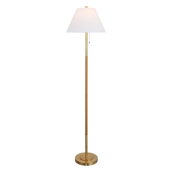 Safavieh Christin, 67.75" Brass & Natural Rattan Floor Lamp With Fabric Shade — Warm Ambient Light For Living Rooms FLL4151A