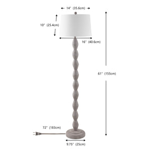 Safavieh Georgia, 61" Washed Grey Resin Floor Lamp With Linen Shade — Warm Ambient Light For Coastal & Modern Rooms FLL4153A