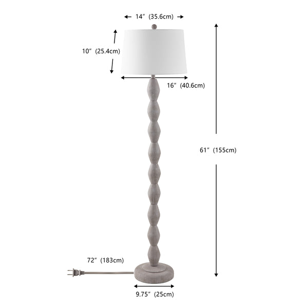 Safavieh Georgia, 61" Washed Grey Resin Floor Lamp With Linen Shade — Warm Ambient Light For Coastal & Modern Rooms FLL4153A