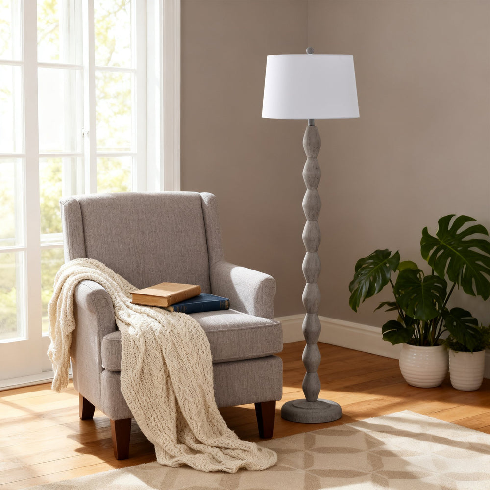 Safavieh Georgia, 61" Washed Grey Resin Floor Lamp With Linen Shade — Warm Ambient Light For Coastal & Modern Rooms FLL4153A