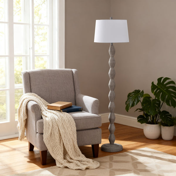 Safavieh Georgia, 61" Washed Grey Resin Floor Lamp With Linen Shade — Warm Ambient Light For Coastal & Modern Rooms FLL4153A
