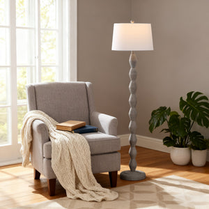 Safavieh Georgia, 61" Washed Grey Resin Floor Lamp With Linen Shade — Warm Ambient Light For Coastal & Modern Rooms FLL4153A