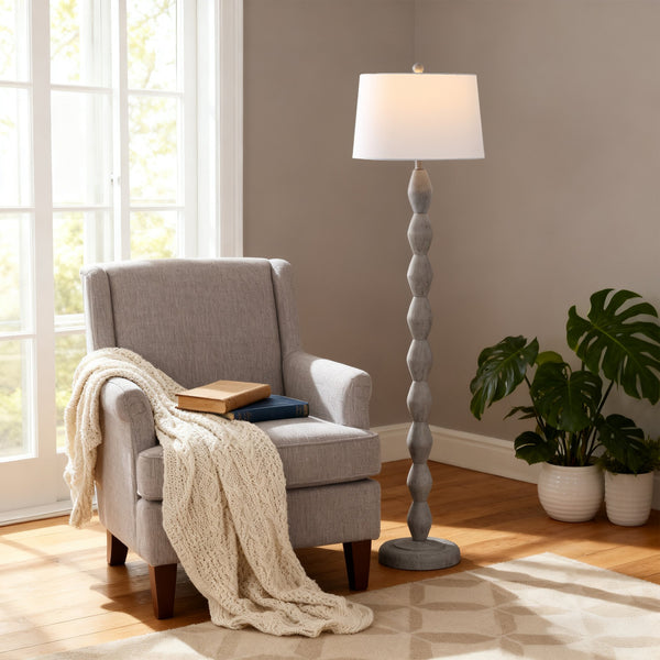 Safavieh Georgia, 61" Washed Grey Resin Floor Lamp With Linen Shade — Warm Ambient Light For Coastal & Modern Rooms FLL4153A