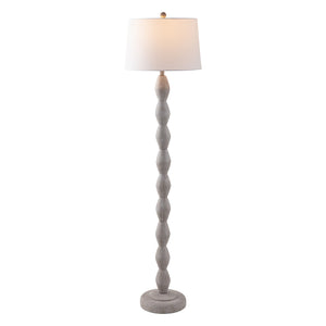 Safavieh Georgia, 61" Washed Grey Resin Floor Lamp With Linen Shade — Warm Ambient Light For Coastal & Modern Rooms FLL4153A