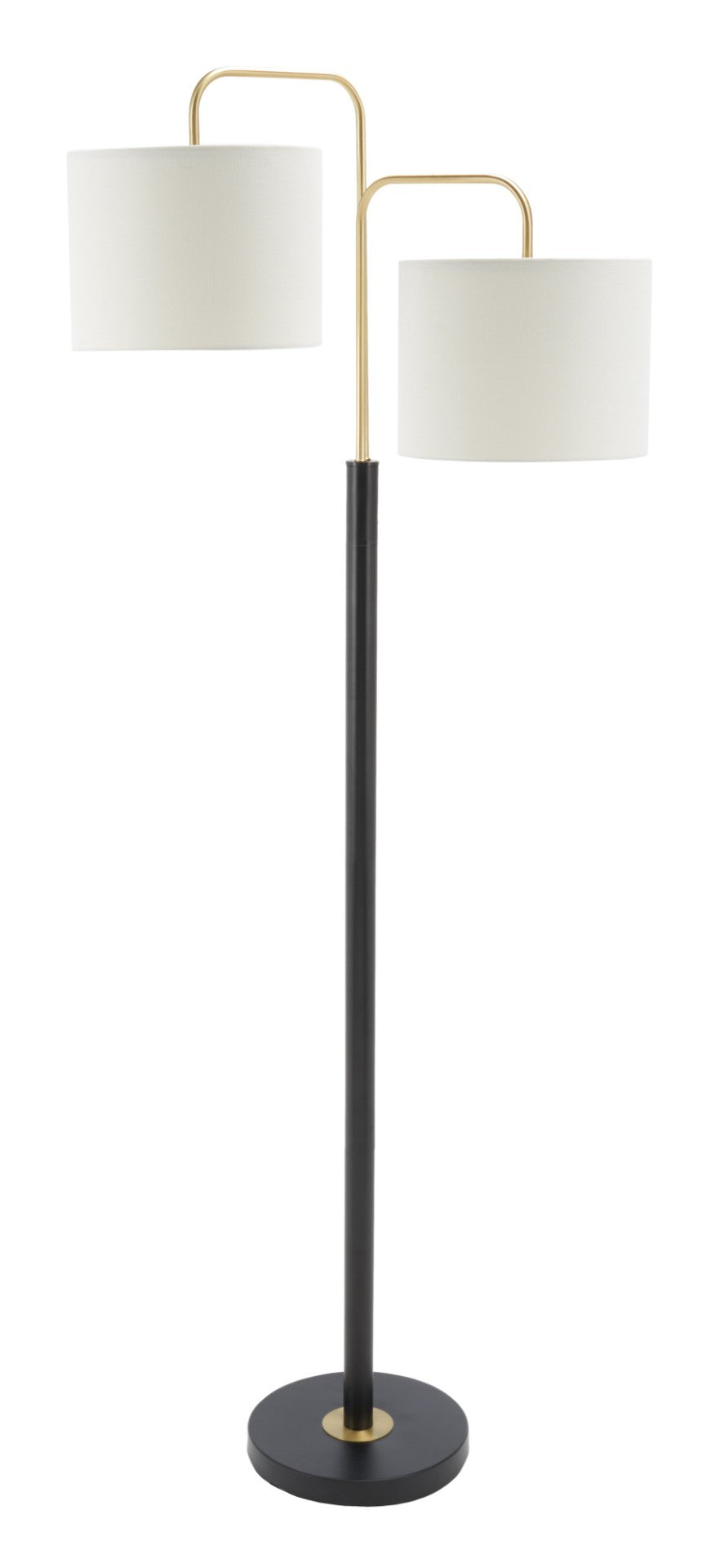 Safavieh GEORDI, Elegant 2-Light Floor Lamp, 64-Inch Black/Gold Metal Design for Modern Home Ambiance FLL7002A