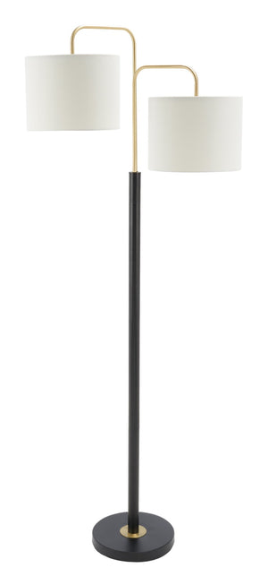 Safavieh GEORDI, Elegant 2-Light Floor Lamp, 64-Inch Black/Gold Metal Design for Modern Home Ambiance FLL7002A