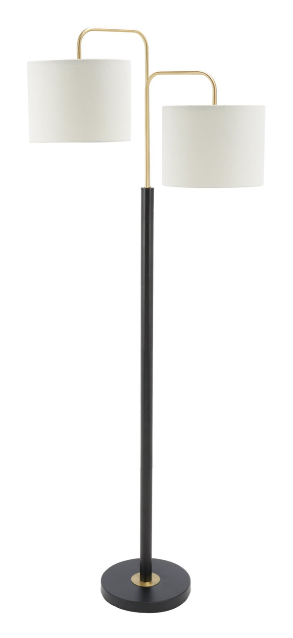 Safavieh GEORDI, Elegant 2-Light Floor Lamp, 64-Inch Black/Gold Metal Design for Modern Home Ambiance FLL7002A