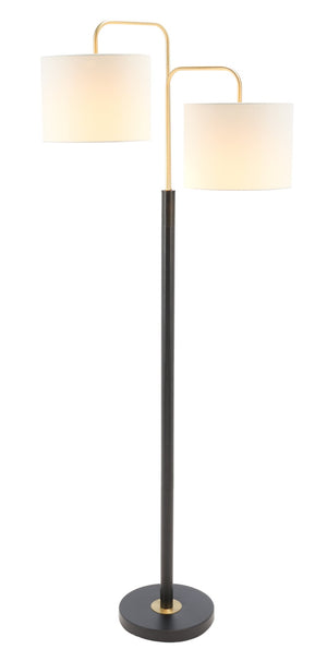 Safavieh GEORDI, Elegant 2-Light Floor Lamp, 64-Inch Black/Gold Metal Design for Modern Home Ambiance FLL7002A