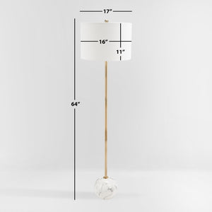 Safavieh KYRENE, 64-Inch Elegant Floor Lamp with Iron Base and Stylish Marble Design for Ambient Lighting Gold / White Marble FLL7003A