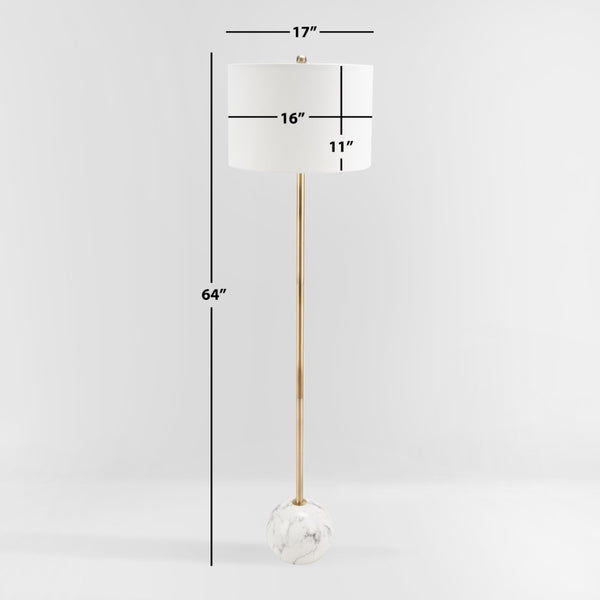 Safavieh KYRENE, 64-Inch Elegant Floor Lamp with Iron Base and Stylish Marble Design for Ambient Lighting Gold / White Marble FLL7003A