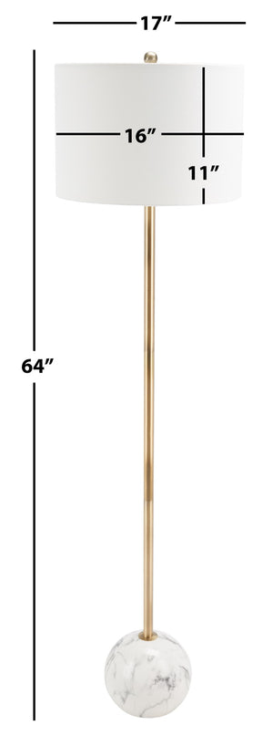 Safavieh KYRENE, 64-Inch Elegant Floor Lamp with Iron Base and Stylish Marble Design for Ambient Lighting Gold / White Marble FLL7003A