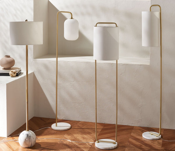Safavieh GIULIA, 63-Inch Gold & White Marble Floor Lamp with Slim Iron Frame for Elegant Ambient Lighting FLL7006A