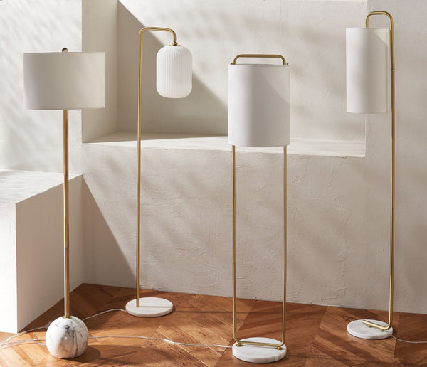 Safavieh SANTINA, 60-Inch Gold & White Marble Floor Lamp – Elegant Lighting for Modern & Classic Spaces FLL7007A