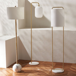 Safavieh SANTINA, 60-Inch Gold & White Marble Floor Lamp – Elegant Lighting for Modern & Classic Spaces FLL7007A