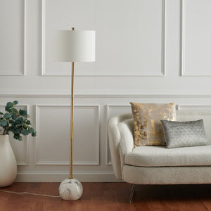 Safavieh KYRENE, 64-Inch Elegant Floor Lamp with Iron Base and Stylish Marble Design for Ambient Lighting Gold / White Marble FLL7003A