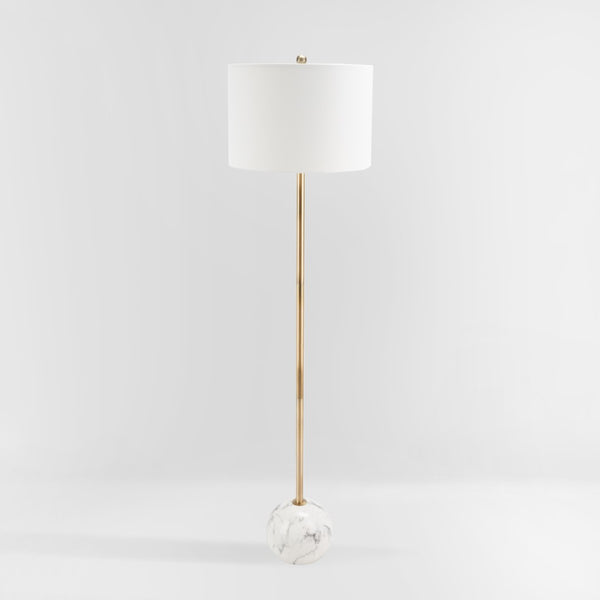 Safavieh KYRENE, 64-Inch Elegant Floor Lamp with Iron Base and Stylish Marble Design for Ambient Lighting Gold / White Marble FLL7003A