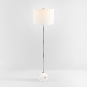 Safavieh KYRENE, 64-Inch Elegant Floor Lamp with Iron Base and Stylish Marble Design for Ambient Lighting Gold / White Marble FLL7003A