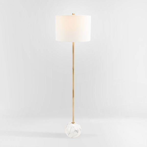 Safavieh KYRENE, 64-Inch Elegant Floor Lamp with Iron Base and Stylish Marble Design for Ambient Lighting Gold / White Marble FLL7003A