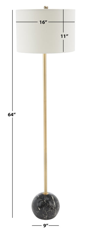 Safavieh KYRENE, 64-Inch Elegant Floor Lamp with Iron Base and Stylish Marble Design for Ambient Lighting Gold / Black Marble FLL7003B
