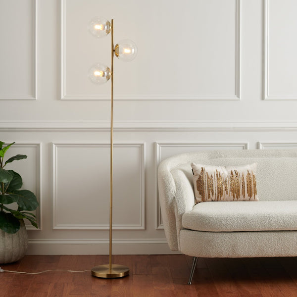 Safavieh NIOBE, 3-Light Gold Metal Floor Lamp - 65-Inch Modern Design for Stylish Ambient Lighting Anywhere! FLL7004A