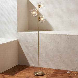 Safavieh NIOBE, 3-Light Gold Metal Floor Lamp - 65-Inch Modern Design for Stylish Ambient Lighting Anywhere! FLL7004A
