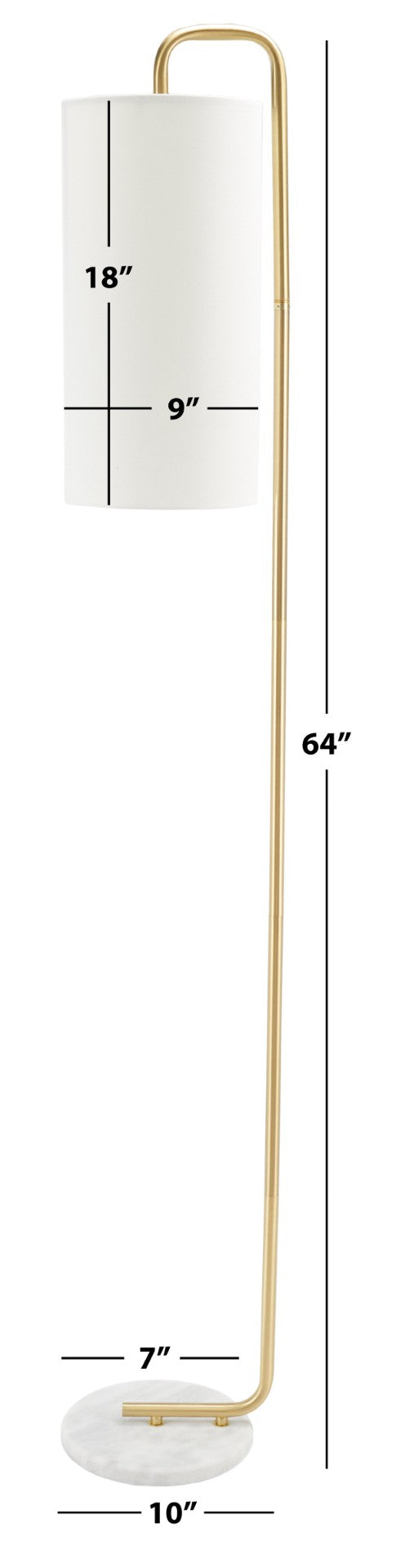 Safavieh TROILUS, 64-Inch Gold and White Marble Floor Lamp – Stylish Lighting for Modern Living Spaces FLL7005A