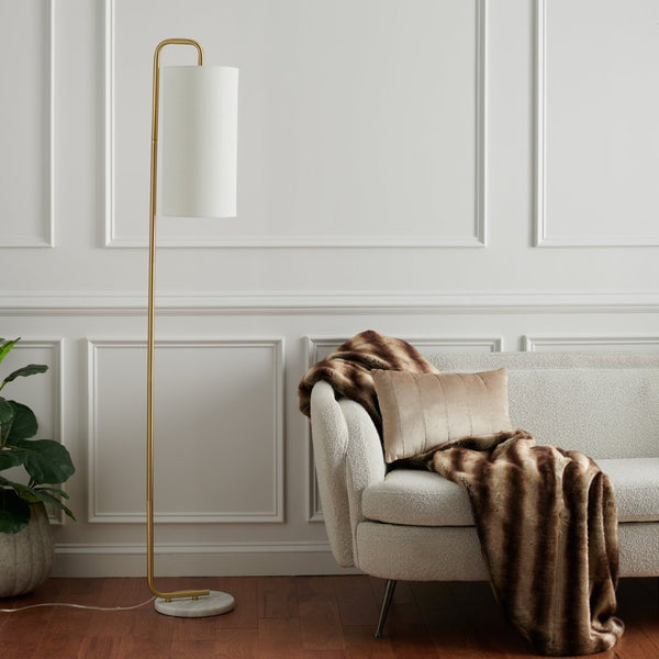 Safavieh TROILUS, 64-Inch Gold and White Marble Floor Lamp – Stylish Lighting for Modern Living Spaces FLL7005A