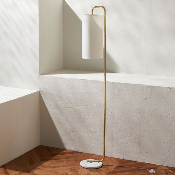 Safavieh TROILUS, 64-Inch Gold and White Marble Floor Lamp – Stylish Lighting for Modern Living Spaces FLL7005A