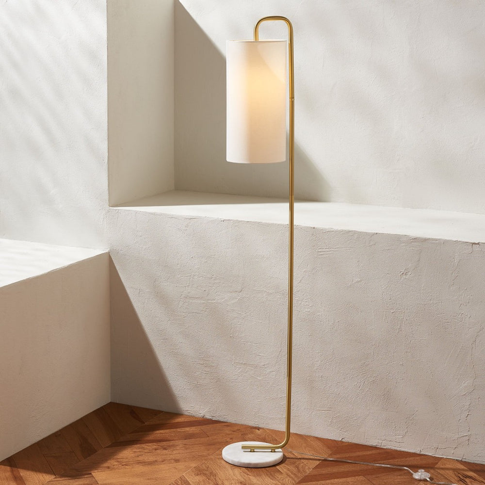Safavieh TROILUS, 64-Inch Gold and White Marble Floor Lamp – Stylish Lighting for Modern Living Spaces FLL7005A