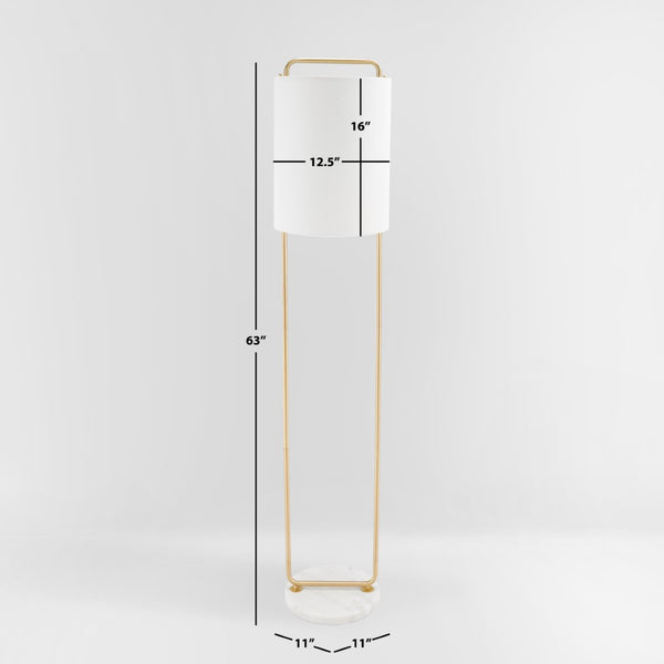 Safavieh GIULIA, 63-Inch Gold & White Marble Floor Lamp with Slim Iron Frame for Elegant Ambient Lighting FLL7006A