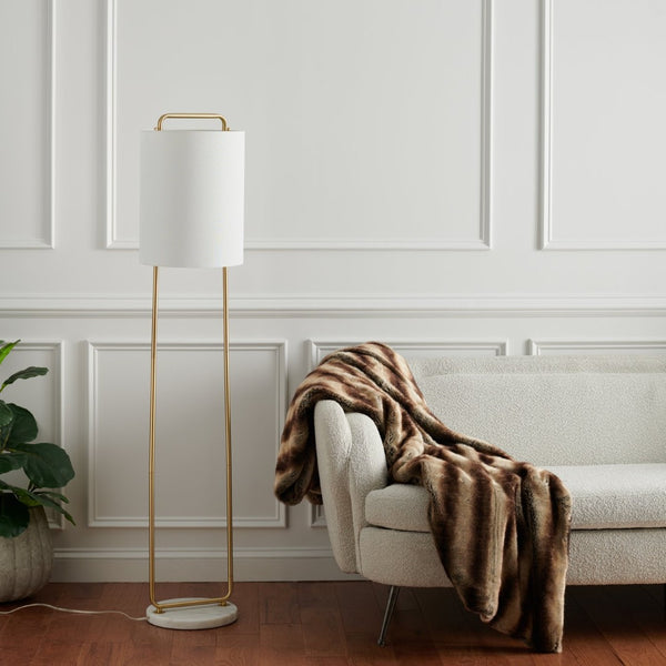 Safavieh GIULIA, 63-Inch Gold & White Marble Floor Lamp with Slim Iron Frame for Elegant Ambient Lighting FLL7006A