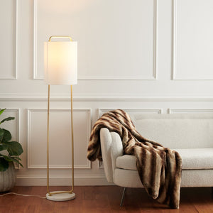 Safavieh GIULIA, 63-Inch Gold & White Marble Floor Lamp with Slim Iron Frame for Elegant Ambient Lighting FLL7006A