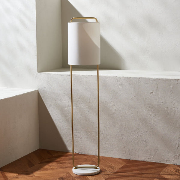 Safavieh GIULIA, 63-Inch Gold & White Marble Floor Lamp with Slim Iron Frame for Elegant Ambient Lighting FLL7006A