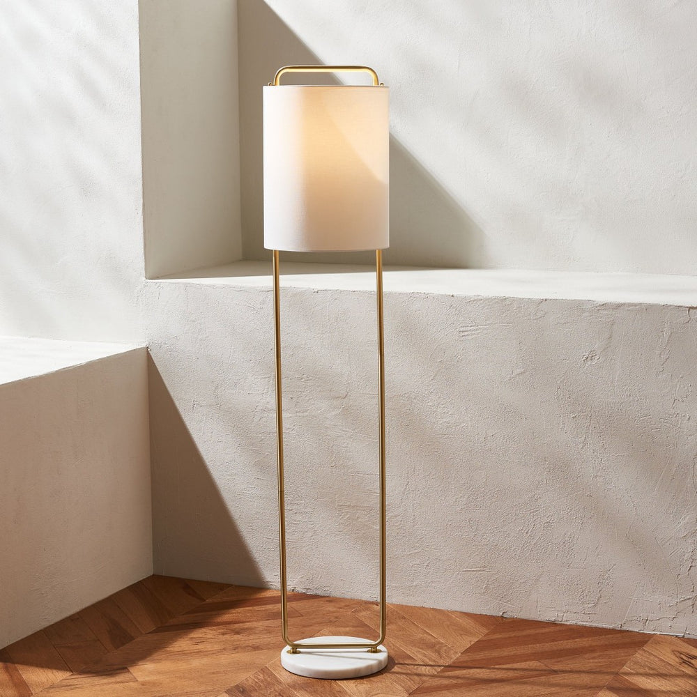 Safavieh GIULIA, 63-Inch Gold & White Marble Floor Lamp with Slim Iron Frame for Elegant Ambient Lighting FLL7006A